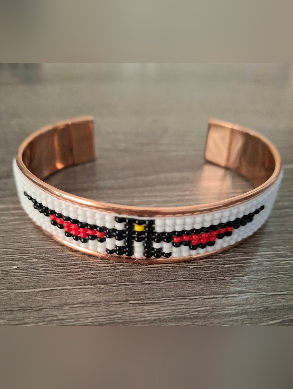 Cuff Copper Beaded Thunderbird Design